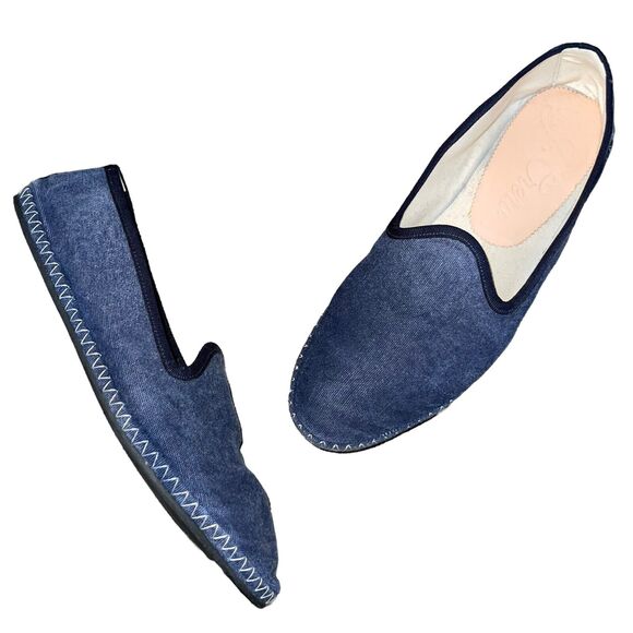 J. Crew Flats Denim Slip On Shoes Venetian Canvas Loafer - Picture 2 of 9